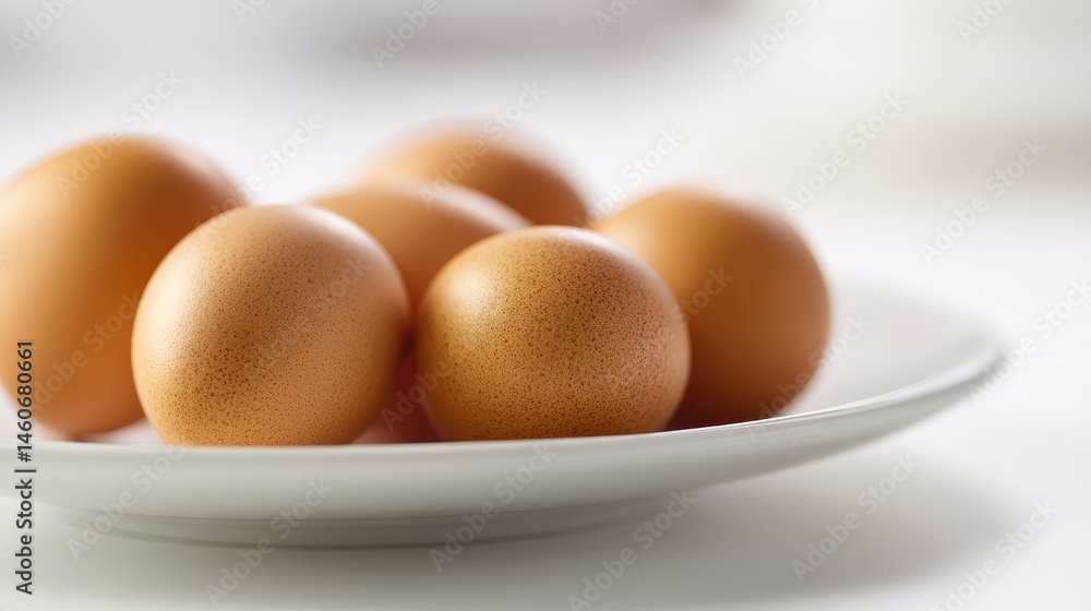 Brown eggs on a white plate, a study in simplicity and natural beauty. Brown eggs on a white plate, a study in simplicity and natural beauty.