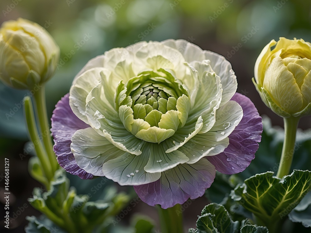 Fototapeta premium Brassica Rapa Flower: Uncovering the Medicinal Benefits, Nutritional Value, and Unique Characteristics of This Flowering Plant Widely Grown for Its Greens and Culinary Uses
