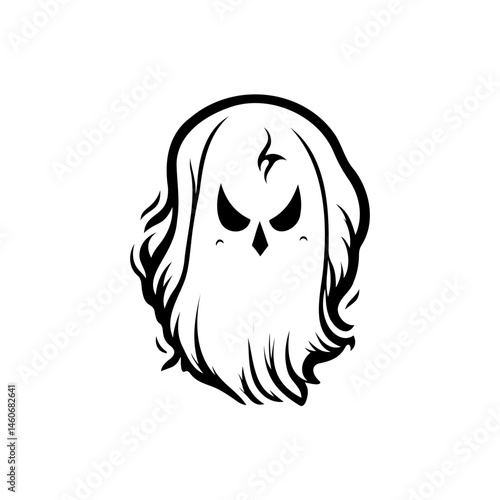 Eerie specter silhouette with jagged features conveying a haunting presence