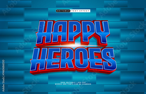 happy heroes editable text effect with a hero and power text effect