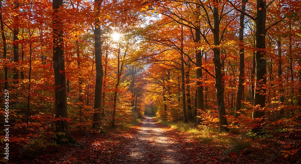 Fototapeta premium Sun-Kissed Ember Path AI Generated