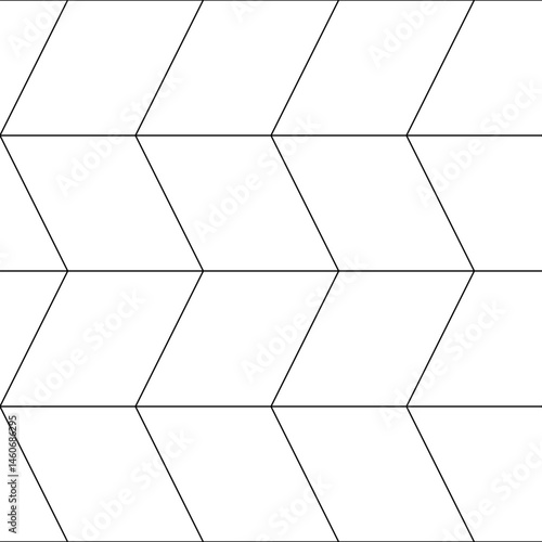 Grid made of beveled rectangles, seamless pattern. Editable stroke. Pattern under clipping mask, convenient for editing. Template for coloring, making patterns.