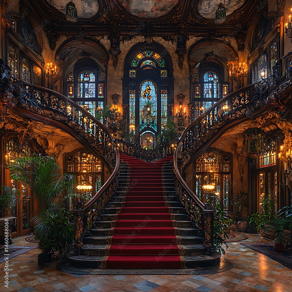 Fototapeta premium Grand staircase, ornate interior