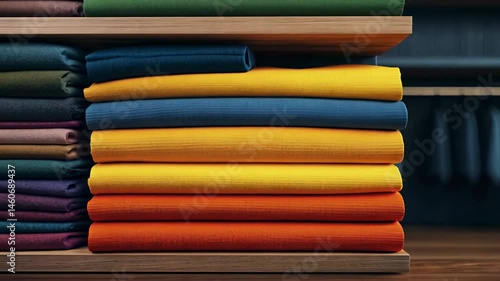 Wallpaper Mural Colorful towels neatly arranged in a modern storage space Torontodigital.ca