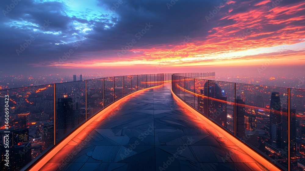 Fototapeta premium City night view rooftop sunset sunset