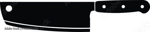 Butcher knife silhouette vector, Cooking meat cleaver icon vector
