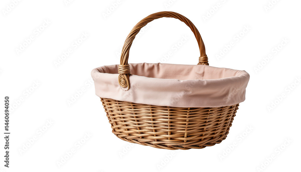 Rustic wicker basket with sturdy handle, ideal for storage, picnics, and home decor Rustic wicker basket with sturdy handle, ideal for storage, picnics, and home decor