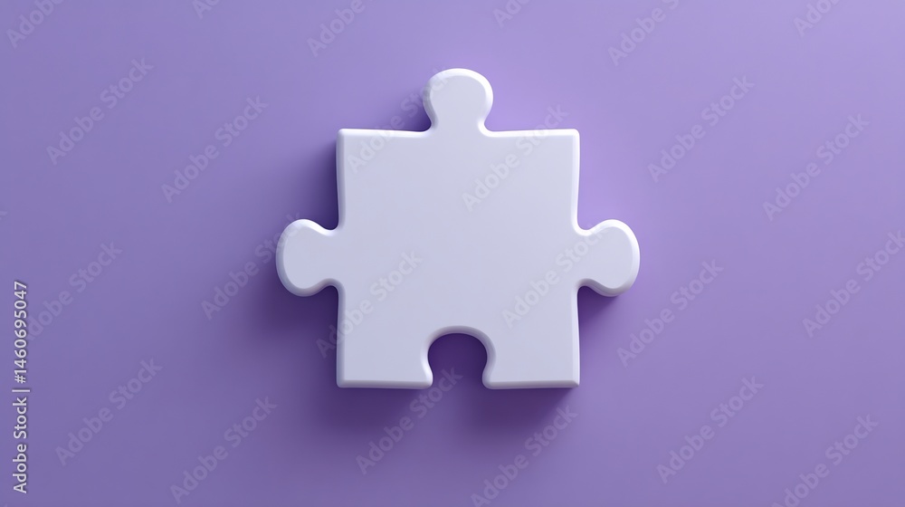Simple White Puzzle Piece on a Soft Purple Background Represents Problem Solving Simple White Puzzle Piece on a Soft Purple Background Represents Problem Solving