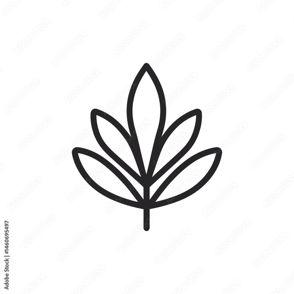 Minimalist Leaf Icon Design, Botanical Outline with Transparent Background Minimalist Leaf Icon Design, Botanical Outline with Transparent Background