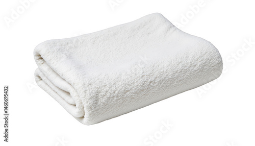 Luxurious white towel artfully folded on a black background, study in minimalist contrast