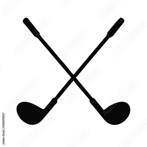 Crossed Golf Clubs Silhouette Simple Icon Design