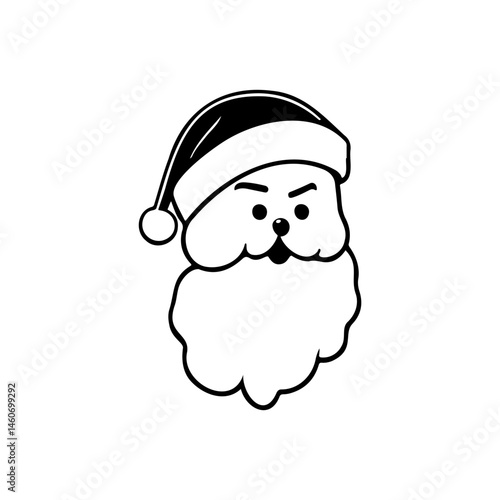 Minimalistic grumpy santa claus head illustration with expressive facial features