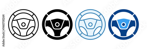 Steering Wheel  Icon Set Multiple Style Collection
