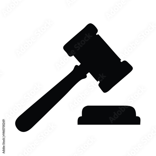 Judge Gavel and Sound Block Icon Silhouette