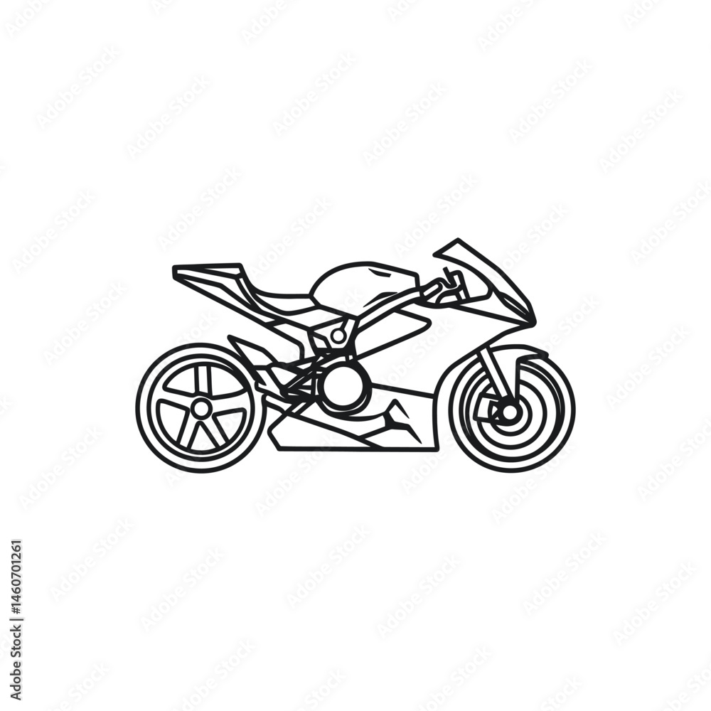 Minimalist Line Art of Modern Sportbike Isolated on Transparent Minimalist Line Art of Modern Sportbike Isolated on Transparent