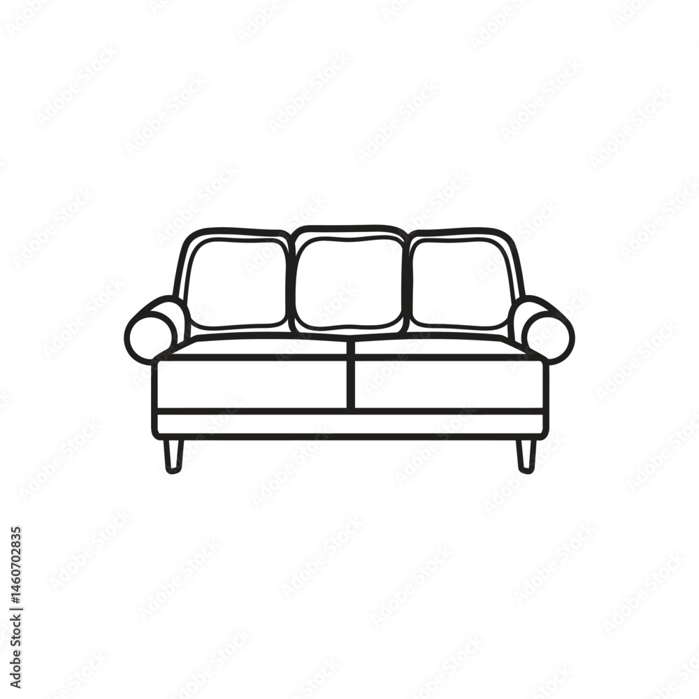 Minimalist Line Art Sofa Isolated On Transparent Background Outline Design Minimalist Line Art Sofa Isolated On Transparent Background Outline Design
