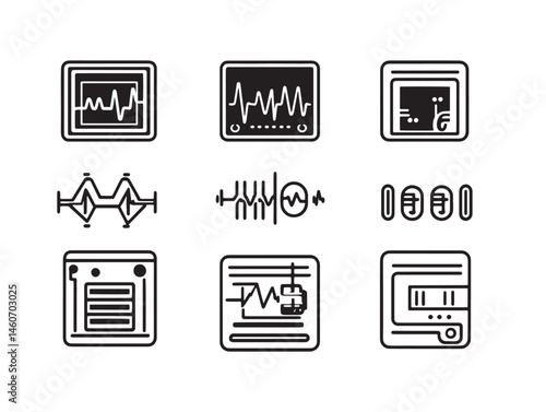 vector line art of ecg machine used in hospitals medical design