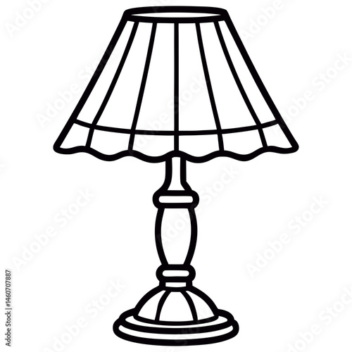 Vintage Table Lamp Vector, Decorative Lighting Icon
