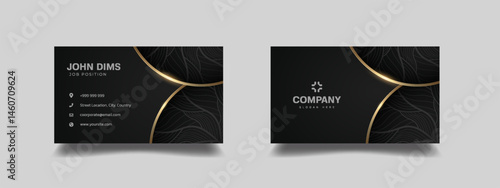 Luxury Black and Gold Business card. Elegant Professional Corporate Card Layout.