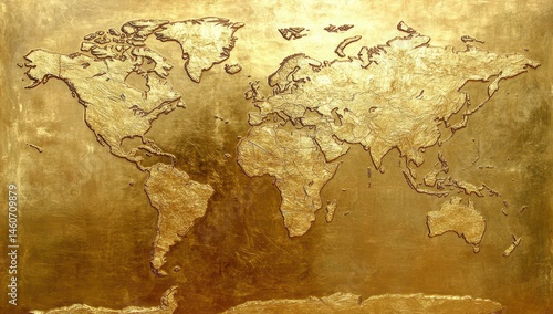 Golden world map
