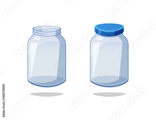 Empty glass jar vector isolated on white background.