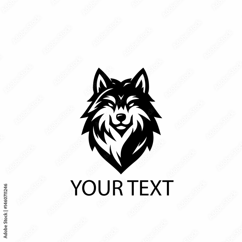 Fototapeta premium Wolf Head Logo – Monochrome Wild Animal Vector on Isolated White Background