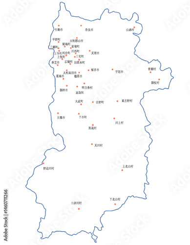 奈良県　地図　白　斑点　イラスト