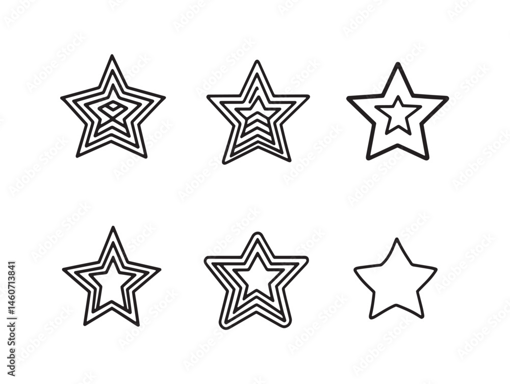 Obraz premium Empty star shape outlined in smooth elegant vector line style