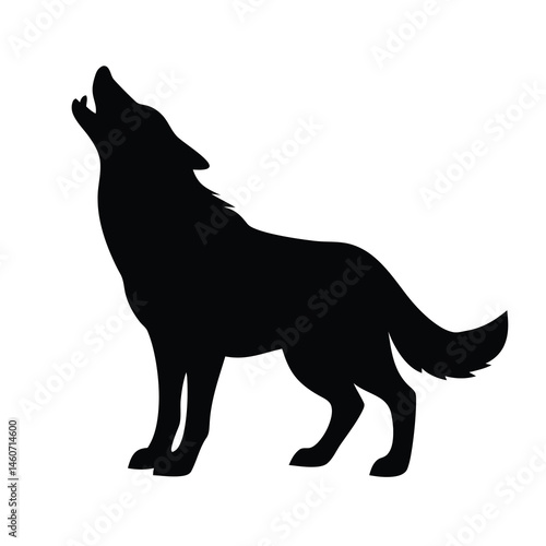Howling Wolf Silhouette Vector Illustration Graphic