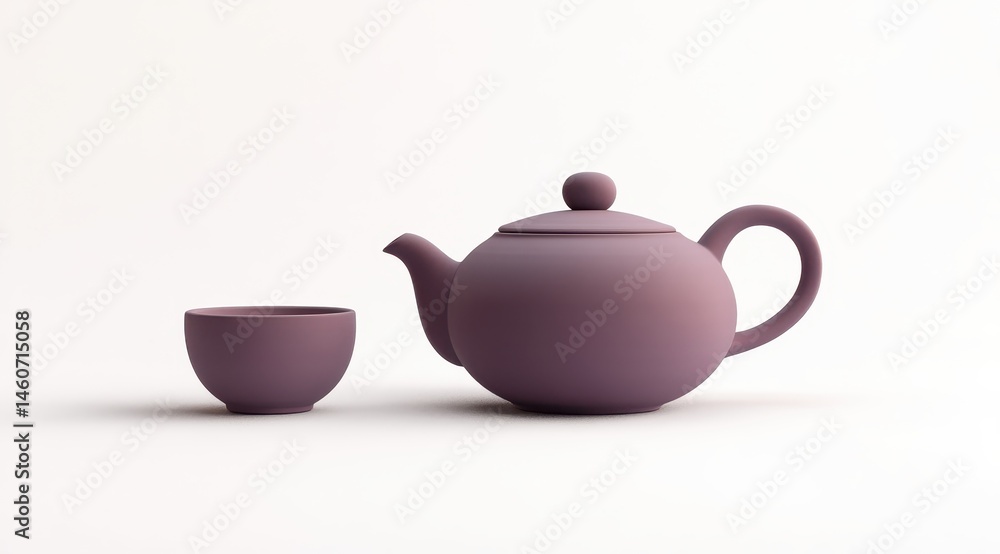 Muted purple teapot and cup Muted purple teapot and cup