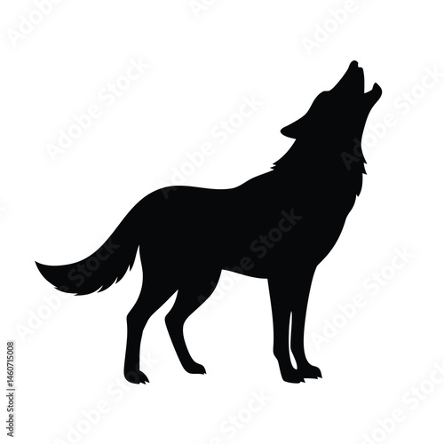 Black Silhouette of a Howling Wolf in Profile View