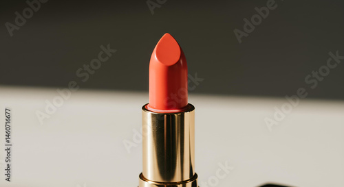 Red lipstick on aesthetic background with copy space