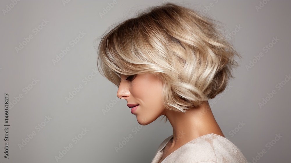 A profile portrait of a woman with a stylish hairstyle. A profile portrait of a woman with a stylish hairstyle.