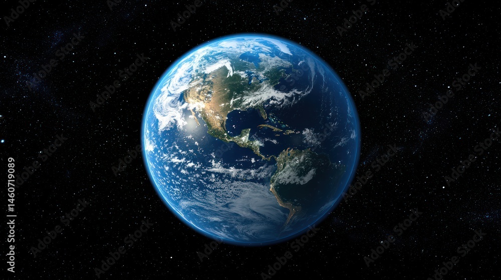 A digital representation of the Earth with data overlays in space A digital representation of the Earth with data overlays in space