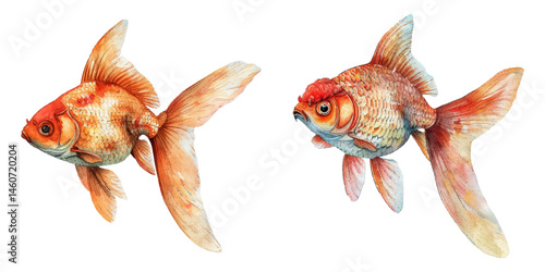 goldfish watercolor vector illustration