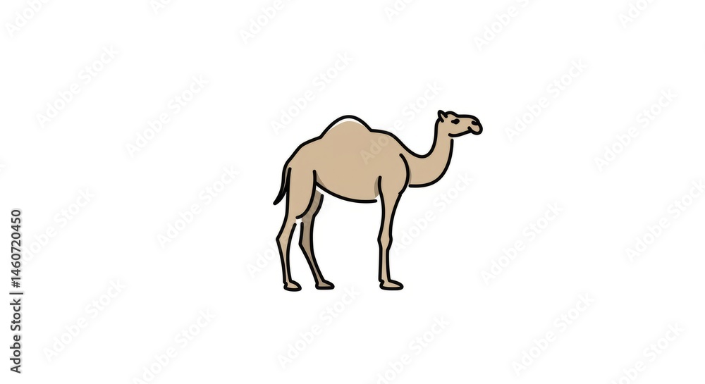Fototapeta premium Light Beige Camel Illustration On White Background
