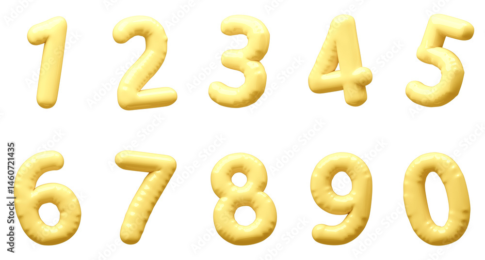 3D画像_風船_数字_黄色 3D画像_風船_数字_黄色