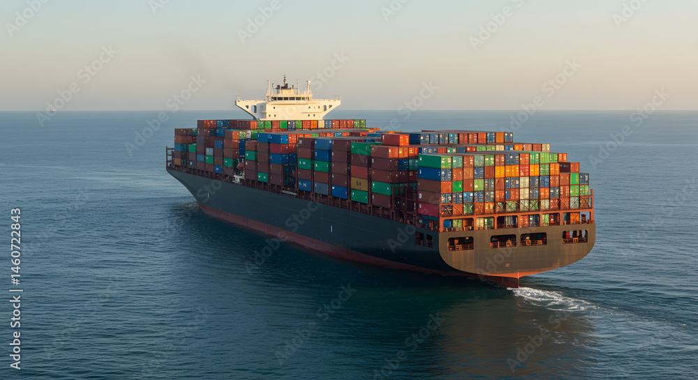 Fototapeta premium Cargo Ship at Sea: Global Trade and Transportation
