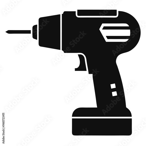 Cordless Drill Icon Black Silhouette Illustration
