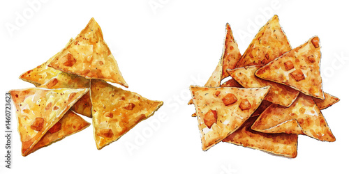 nacho mexican food watercolor vector illustration