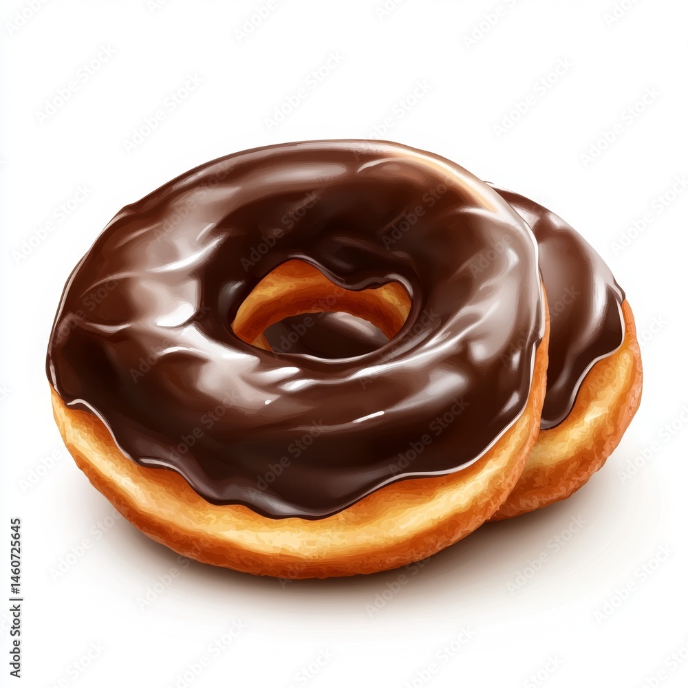Obraz premium Two chocolate-glazed donuts stacked (2)