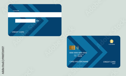 Set of Credit Cards Dark Blue Colors