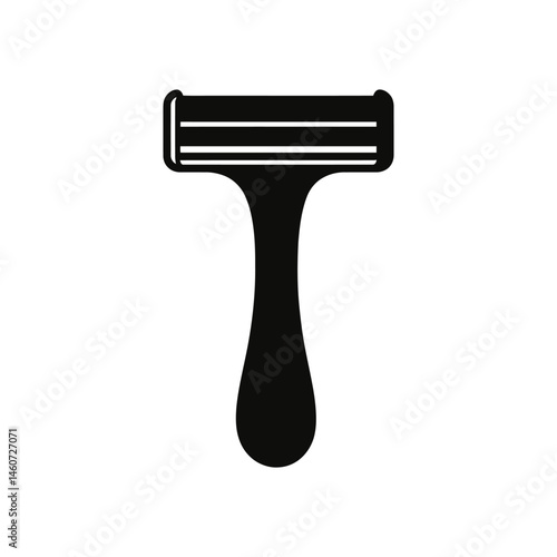 Minimalist Razor Icon with Rounded Handle and Triple Blade on White Background