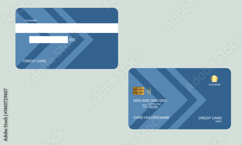 Set of Credit Cards Light Blue Colors