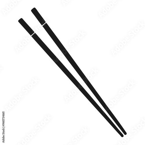 Simple Black Silhouette of Chopsticks for Asian Cuisine