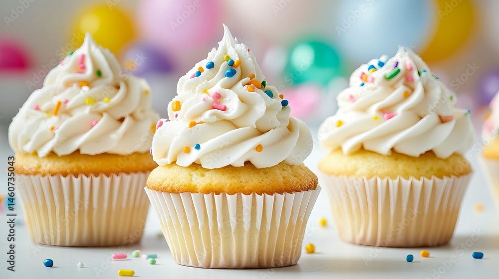 Cupcakes with White Frosting and Colorful Sprinkles Cupcakes with White Frosting and Colorful Sprinkles
