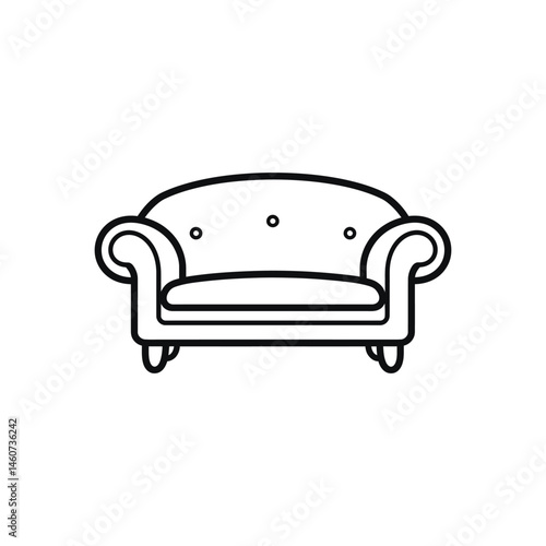 Minimalist Sofa Outline on Transparent Background Simple Couch Icon Design