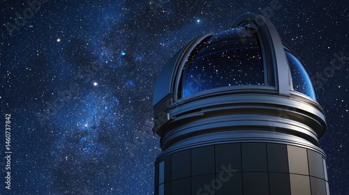 Observatory telescope with a night sky background. photo
