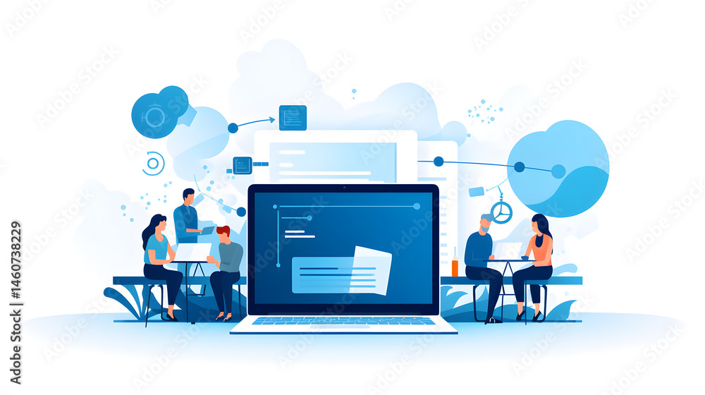 Professional Vector Flat Style Illustration of a Diverse Group of People Gathering Professional Vector Flat Style Illustration of a Diverse Group of People Gathering