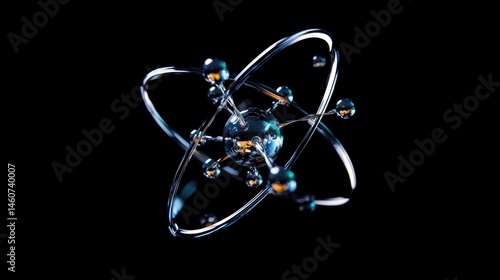 Wallpaper Mural A vibrant representation of an atom nucleus with orbiting electrons in motion. Torontodigital.ca